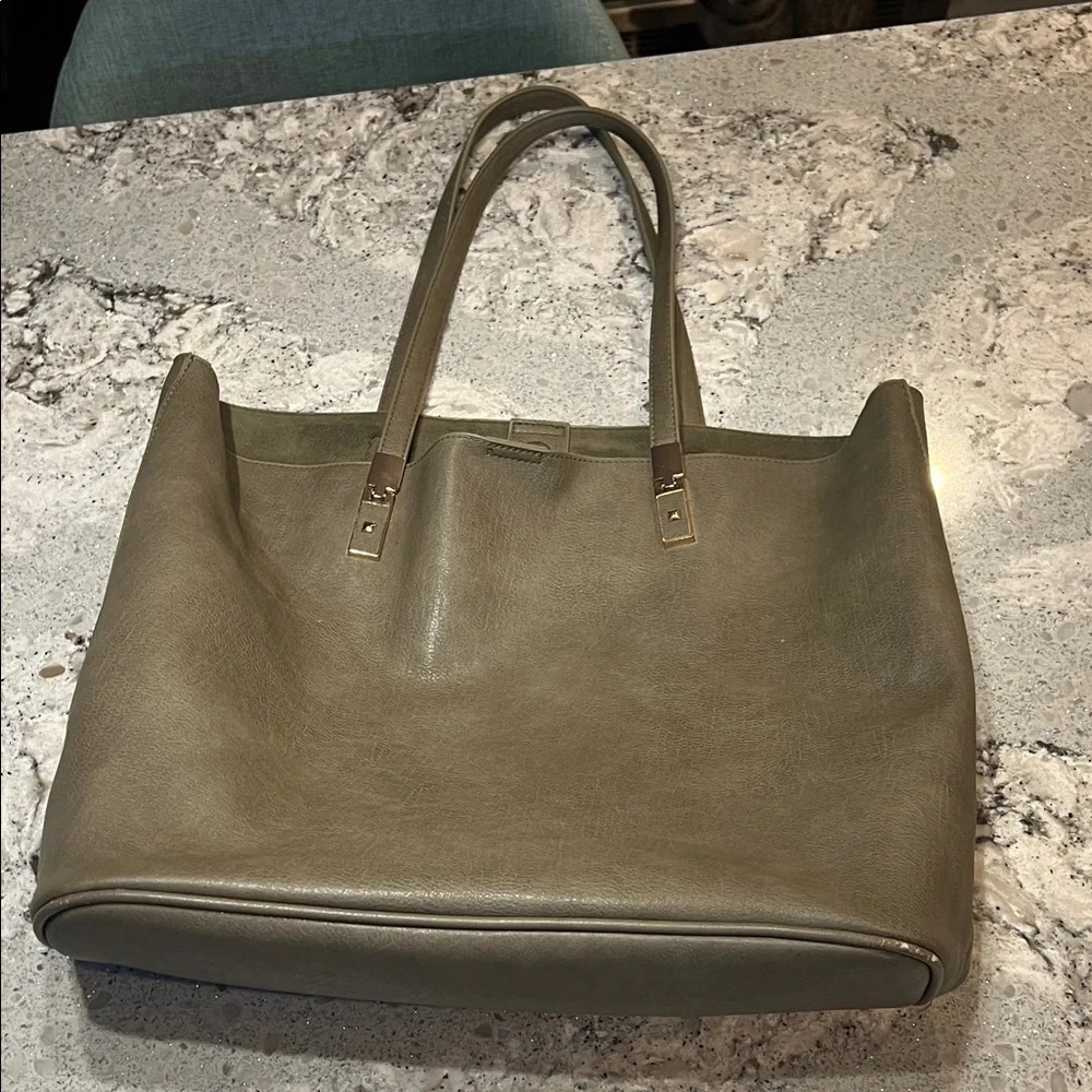 Elegant Sage Green Faux Suede Tote Bag OS